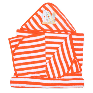 Hooded Towel Wrap - Orange/White - MyMilestones 