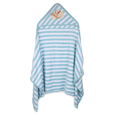 Hooded Towel Wrap - Aqua/White - MyMilestones 