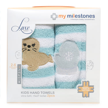 Hand Towel - Aqua/White - MyMilestones 