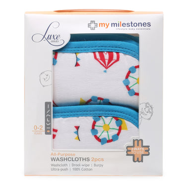 Luxe all-purpose Washcloths 2pc Set - Carnival Blue - MyMilestones 