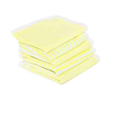 My Milestones 100% Premium Cotton Terry Baby Washcloth / Napkin 5pc Set - Lemon Yellow.