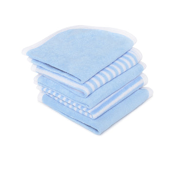 My Milestones 100% Premium Cotton Terry Baby Washcloth / Napkin 5pc Set - Blue.