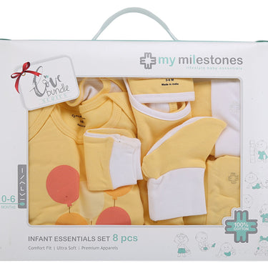 Infant Essentials Clothing Gift Set - 8pc - Full Sleeves - Yellow - MyMilestones 