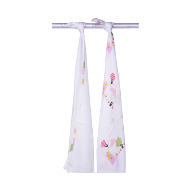 Muslin Swaddle - 2pc Set - Dutch Country Pink - MyMilestones 