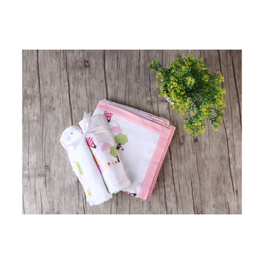 Muslin Swaddle - 2pc Set - Dutch Country Pink - MyMilestones 