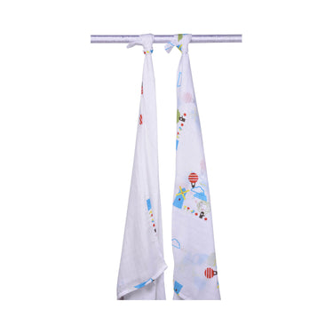 Muslin Swaddle - 2pc Set - Dutch Country Blue - MyMilestones 