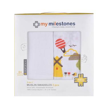 Muslin Swaddle - 2pc Set - Dutch Country Yellow - MyMilestones 