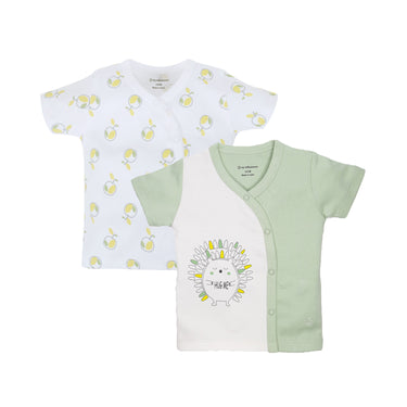 T-shirt Half Sleeves Boys White Apples / Sage Green -2Pc Pack - MyMilestones 