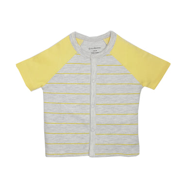 T-shirt Half Sleeves Boys Grey Yellow Raglan/ Baby Blue -2Pc Pack - MyMilestones 