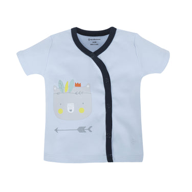 T-shirt Half Sleeves Boys Grey Yellow Raglan/ Baby Blue -2Pc Pack - MyMilestones 