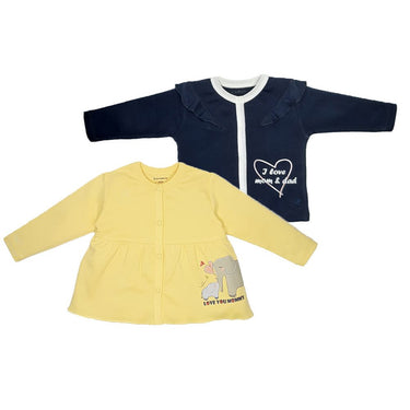 Top Full Sleeves Girls Yellow/Navy Blue - 2pc Set - MyMilestones 