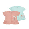 Tops Half Sleeves Girls Peach/Aqua - 2pc Set - MyMilestones 