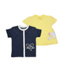 Tops Half Sleeves Girls Yellow/Navy - 2pc Set - MyMilestones 