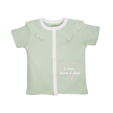 Tops Half Sleeves Girls Pink/Sage Green - 2pc Set - MyMilestones 