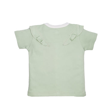 Tops Half Sleeves Girls Pink/Sage Green - 2pc Set - MyMilestones 