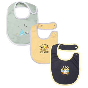 Bibs - Value Set 3 Pcs - Boys - Navy Blue/Yellow/Sage Green