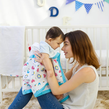 My Milestones Muslin Baby 3 Layered Blanket - Carnival Teal Blue.