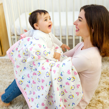 My Milestones Muslin Baby 2 Layered Blanket - Carnival Rose Pink.