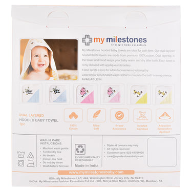 My Milestones 100% Cotton Terry Hooded Baby / Toddlers Bath Towel - Pink Solid.