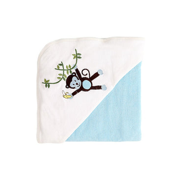 My Milestones 100% Cotton Terry Hooded Baby / Toddlers Bath Towel - Blue Solid.