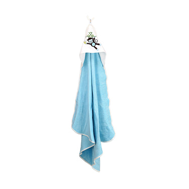 My Milestones 100% Cotton Terry Hooded Baby / Toddlers Bath Towel - Blue Solid.