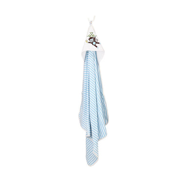 My Milestones 100% Cotton Terry Hooded Baby / Toddlers Bath Towel - Blue Stripes.