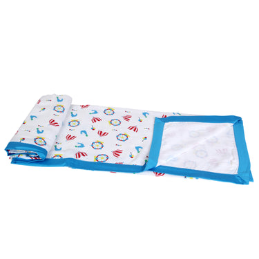 My Milestones 100% Cotton Muslin Baby 2 layered Blanket - Carnival T Blue - 01