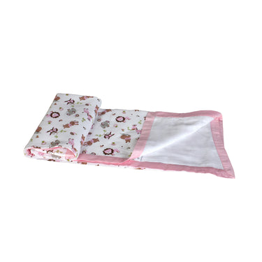 My Milestones Muslin Baby 2 Layered Blanket - Zoo Pink.