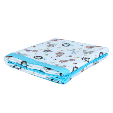 My Milestones Muslin Baby 3 Layered Blanket - Zoo Blue.