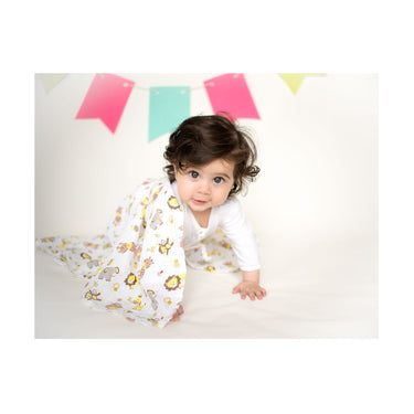 My Milestones Muslin Baby Swaddle 2pc Set - Zoo Lemon Yellow.