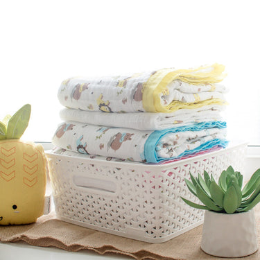 My Milestones Muslin Baby 2 Layered Blanket - Zoo Lemon Yellow.